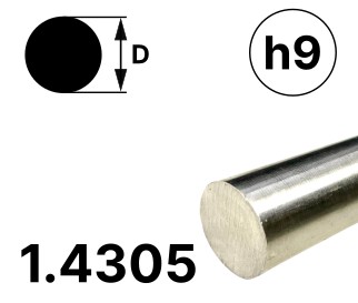 Rundstab 10,0 mm, "blank", h9, EN10278, 1.4305/303